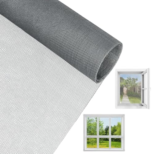 CHSEROK Mosquiteras para Ventanas 120 x 250 mm, Tela Mosquitera Por Metros Recortable, Mosquitera Enrollable Gris, Malla Fibra de Vidrio para Hogar, Oficina, Hotel
