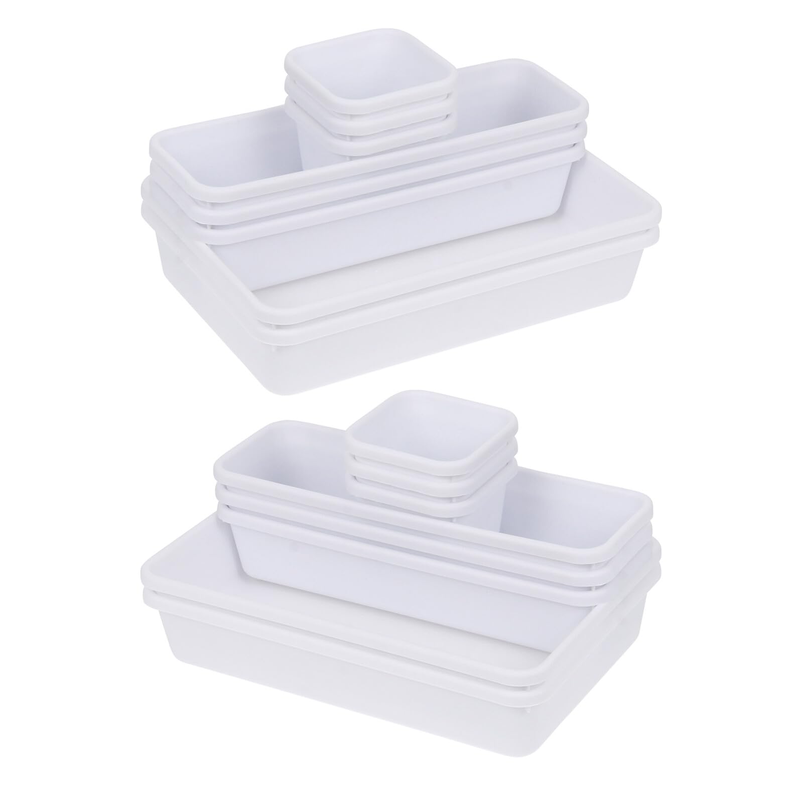 Organizer per Trucco e Scatola Portaoggetti per Piccoli Oggetti in Plastica Resistente, Set da 16 Pezzi Divisori Regolabili per Cassetti, Contenitori Modulari di Colore