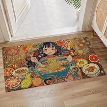 Anime Ramen Indoor Door Mat، 17 x29.5 بوصة، سجادة منطقة الأرضية للمدخل، غرفة المعيشة، أو الحمام، ممسحة غير قابلة للانزلاق، هدايا سجادة ديكور المنزل للطعام الياباني الملون