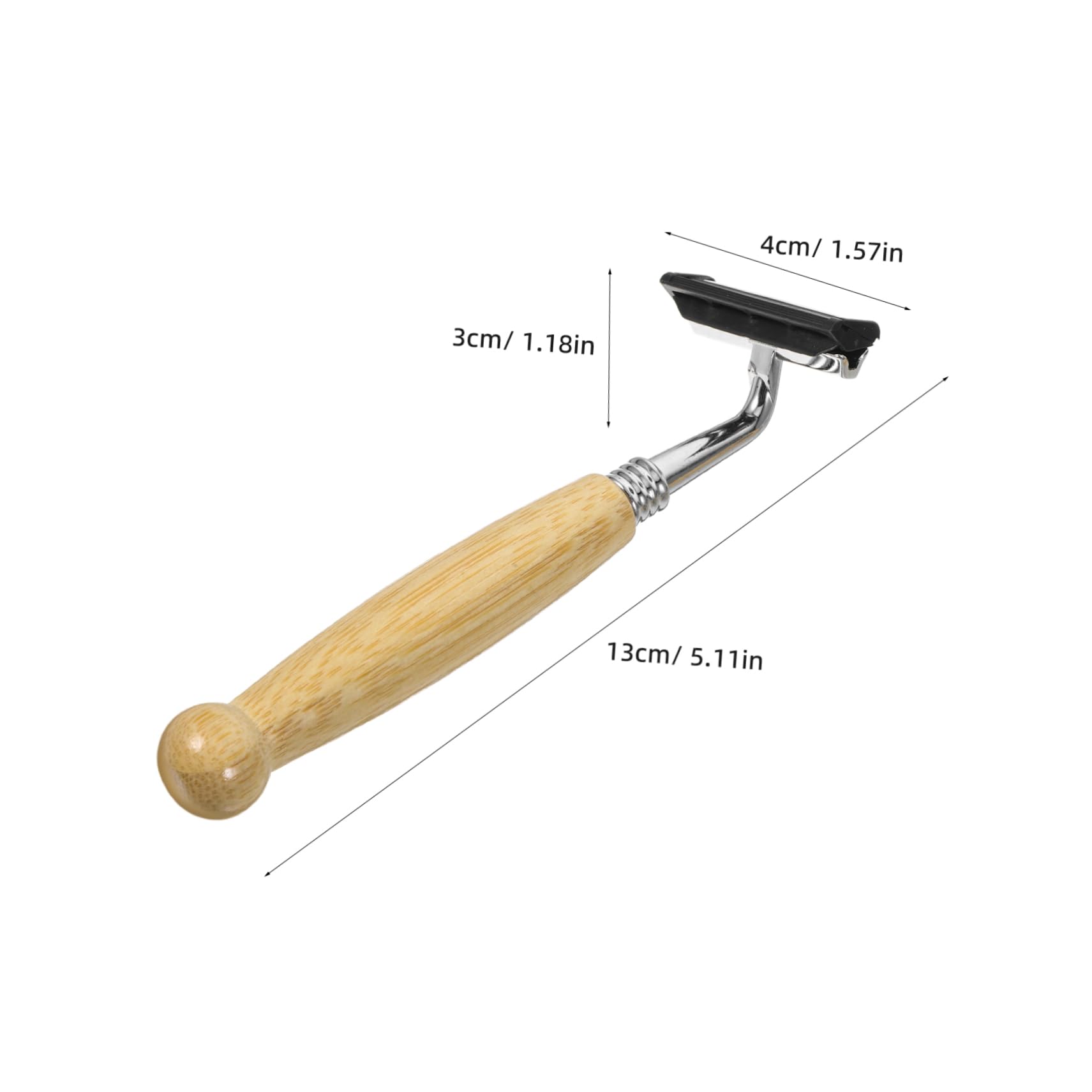 NULYLU 4 Pcs Bamboo Handle Razor Razor Handle Stainless Steel Safety Shaving Blades Men's Shaving Kit