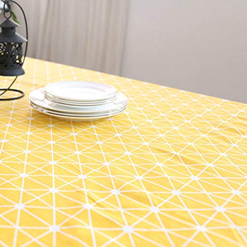 Nappe damier coton 140x220cm jaune pour masquer les imperfections d'une table usée - 4
