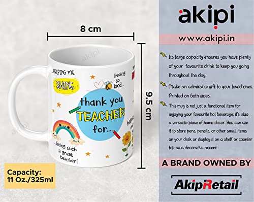 Image of Thank You Teacher Mug, Best Teacher Gift, Teacher Mug, Helping Me To Grow Ceramic Mug 11Oz Designer Coffee /Tea Cup Arm570, 325 Milliliter - 325 Ml