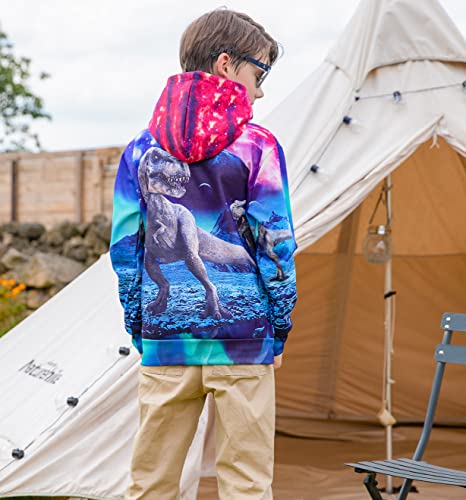 Boys Clothing Size 10-12 Youth Kids Hoodies Dinosaur Sweatshirts For Boy Fleece Long Sleeve Girl Novelty 3D Sweater Galaxy Funny Hooded Fall Daily Tops Colorful With Big Pockets For 10-13 Years #TOP2