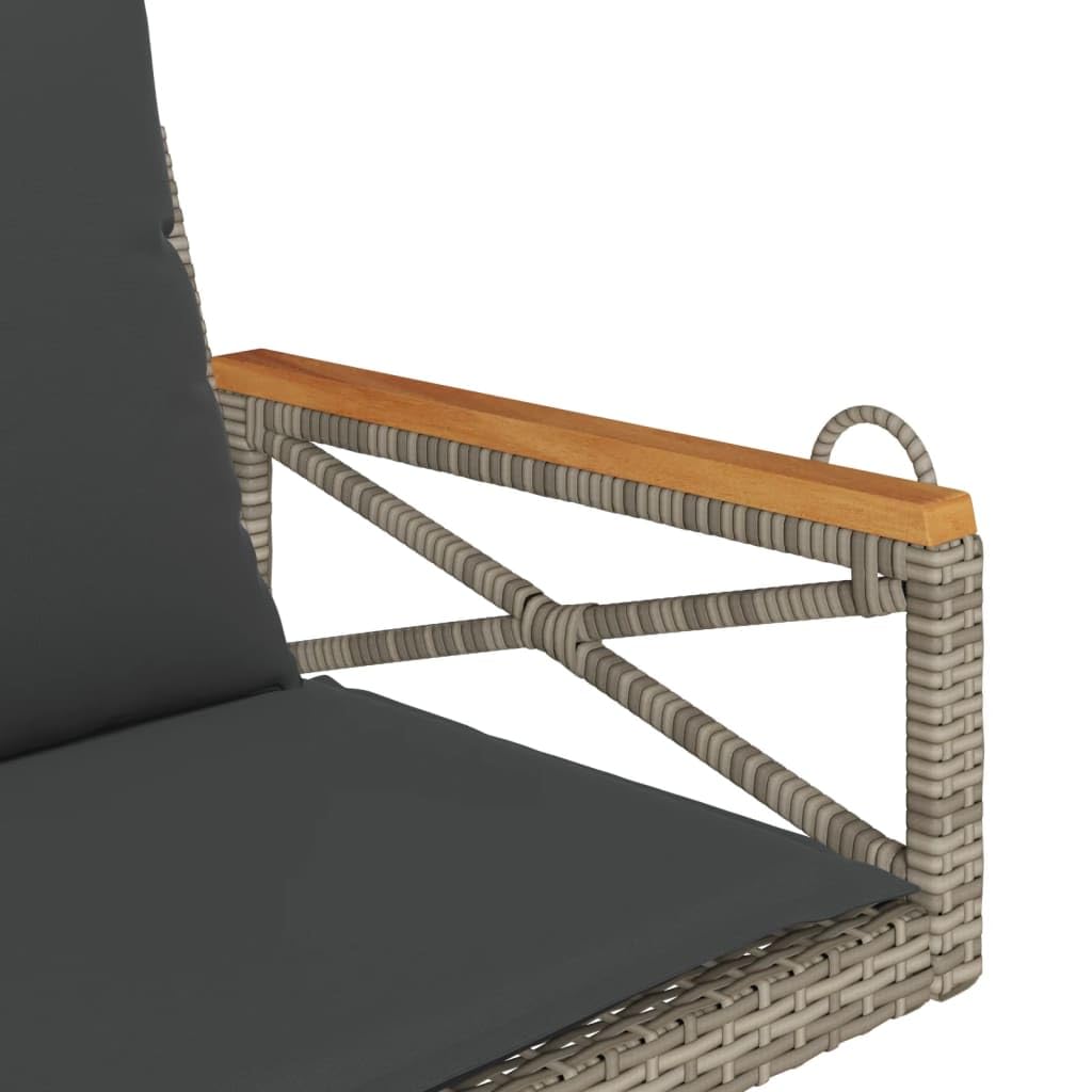 Fauteuil suspendu avec coussin - Pour terrasse, jardin, balcon - Gris - 63 x 62 x 40 cm - En rotin synthétique