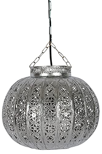 Orientalische Lampe Pendelleuchte Amestris Silber 24cm E27 Lampenfassung | Marokkanische Design Hängeleuchte Leuchte aus… – Bild 4