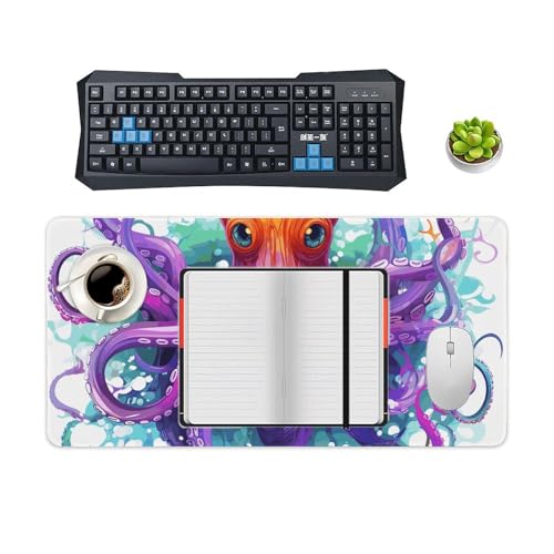 Tapis de souris de jeu de grande taille pieuvre antidérapant lavable LED - 4