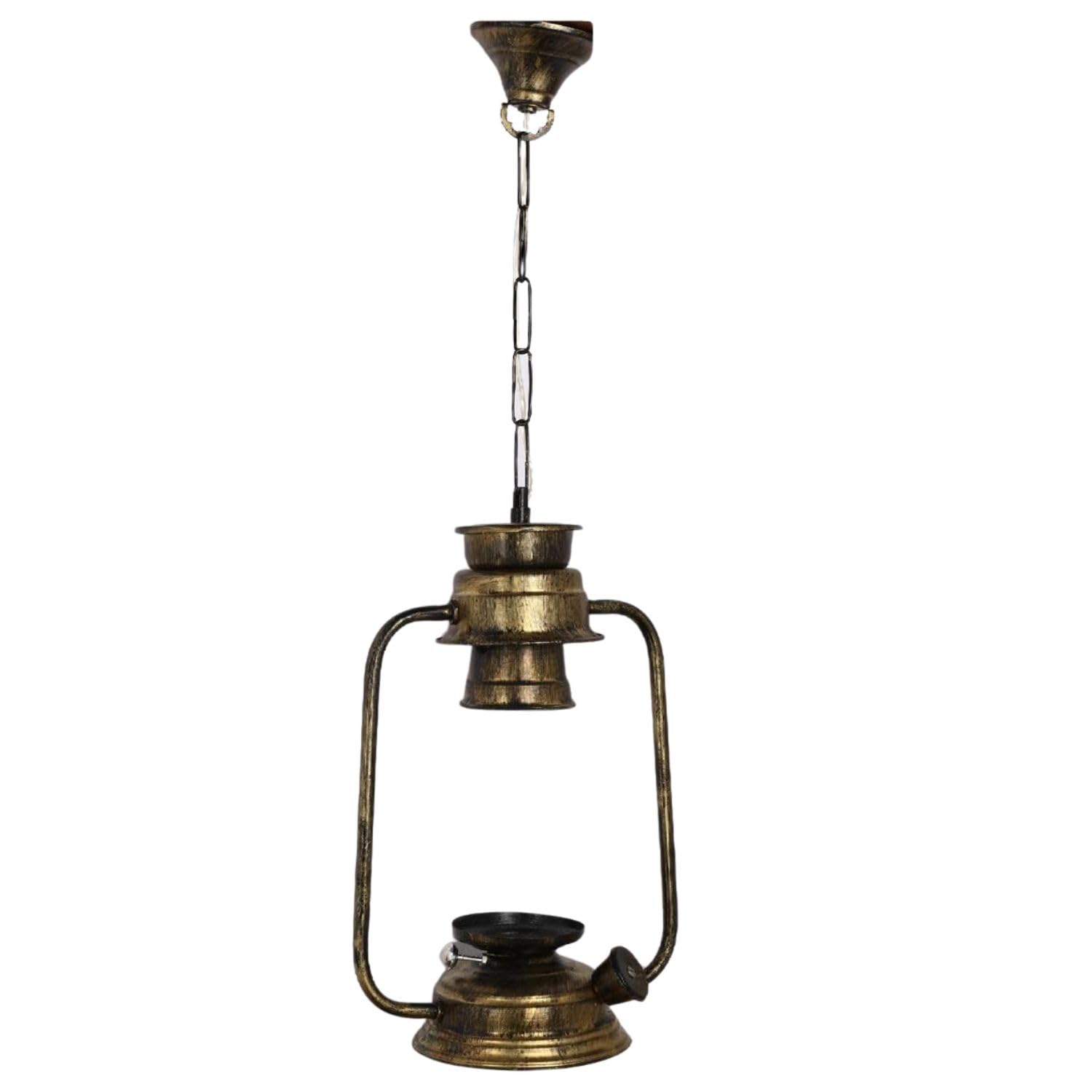Vintage Metal LED Electric Hanging Hurricane Lantern Pendant Light with Clear Glass Shade | Black Finish Decorative Ceiling Hanging Lamp for Living Room, Balcony, Café & Home Décor | Set of 1-image-19