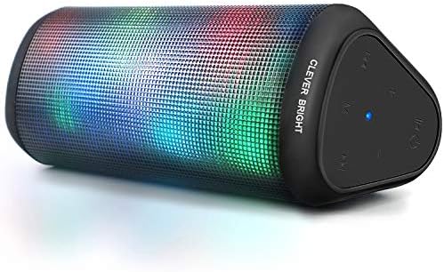 CLEVER BRIGHT Portable Wireless Bluetooth Speakers 7 LED Lights Patterns Wireless Speaker V5.0 Hi-Fi Bass Powerful Sound Built-in Microphone, HandsFree, Audio-Auxiliary,Valentines Day Gifts