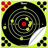 Highwild 8X8 Inch Splatter Adhesive Bullseye Fluorescent Yellow Shooting Target Stickers - Suitable for Handguns, Rifles, BB Guns, Airsoft, Pellet Guns - 25Pack