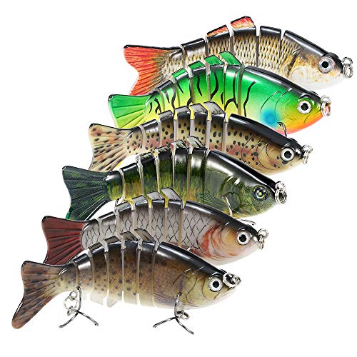 Isca anzol, Andoer Isca de pesca multi-articulada Lifelike 7 segmentos Isca de pesca Crankbait Swimb