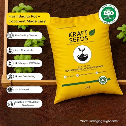 Image of Kraft Seeds Cocopeat 2kg Ready to Use - Organic Coconut Coir Fiber Growing Medium, Cocopeat Powder for Home Gardening & Potted Plants, Potting Soil Mix, 100% Natural Soil Conditioner, Eco-Friendly