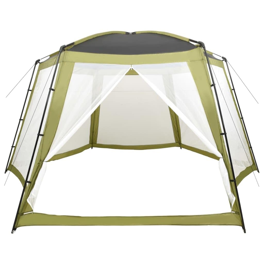 Mangloder - Tenda da piscina in tessuto, 590 x 520 x 250 cm, verde, per piscine, idromassaggio, vasca idromassaggio, piscina fuori terra, resistente ai raggi UV, con pareti laterali in rete e telaio