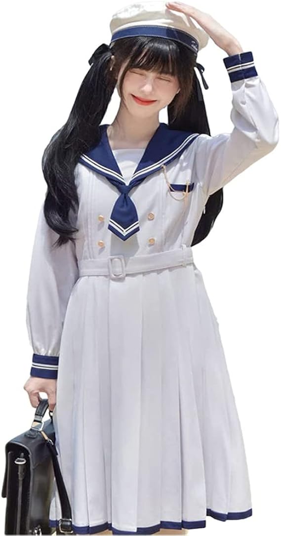 Amazon Co Jp ドレス 海軍風 女の子 セーラーワンピース セーラー襟 半袖 発表会 入学式 卒業式 普段着 長袖 ホワイトwhite L ホビー