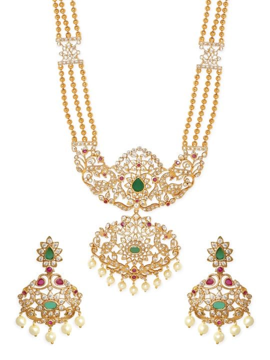 Image of Rubans American Diamond Zirconia Necklace Set Traditional Stylish Jewellery Gift for Women & Girls