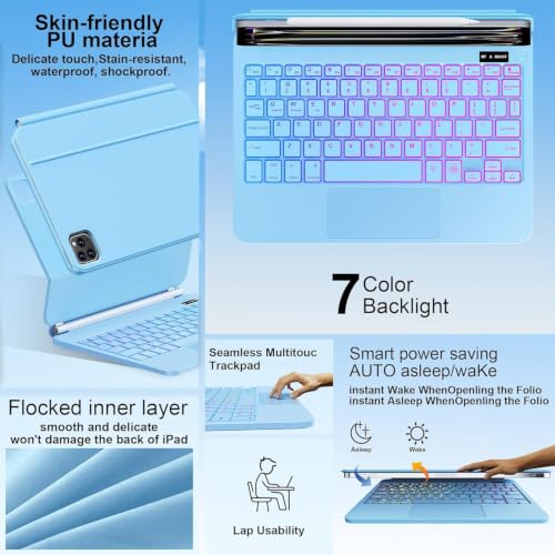 Image of GGQFGTOJ for iPad Pro 13 Inch Case with Keyboard (M5 /M4, 2025 /2024),Magic-Style Magnetic - 7 Colors Backlight -Floating Cantilever Stand - Multi-Touch Trackpad Keyboard Case for iPad Pro 13