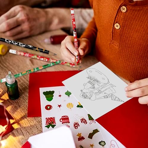24 Stück Bleistifte Weihnachten, Bleistift mit Radiergummi Weihnachts Deko für Adventskalender zum Befüllen Mitgebsel Geschenke Stifte, Weihnachtsstifte Schule Weihnachtsgeschenke für Studenten Kinder