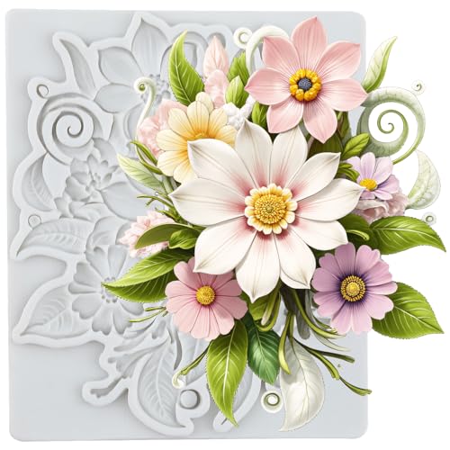 TAOXIBEI Baroque Flower Polymer Clay Molds Daisy Flower Silicone Mold for DIY Crafts Epoxy Resin Casting Air Dry Polymer Clay Plaster Jewelry Making
