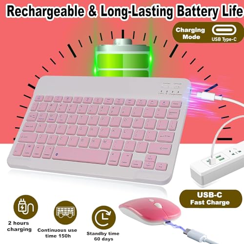 Combo de teclado y ratón rosa periféricos inalámbricos para pc portátil 4