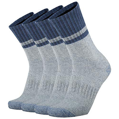 Ortis Men's 4 Pack Merino Wool Moisture Control Heavy Duty Work Boots Hiking Cushion Crew Socks(Denim XL)