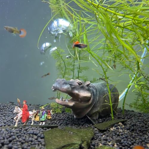 Image of Fish Tank Bubbler Decorations Aquarium Ornament Kit with Air Stone Pump - Hippo Aquarium Decor (10ft Tube)