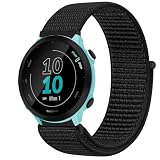 GIOPUEY Nylon Cinturini Compatibile con Garmin Forerunner 55, 20mm Traspirante Sport Loop Cinturino in Morbido Nylon Intrecciato, Donne Uomo - Black