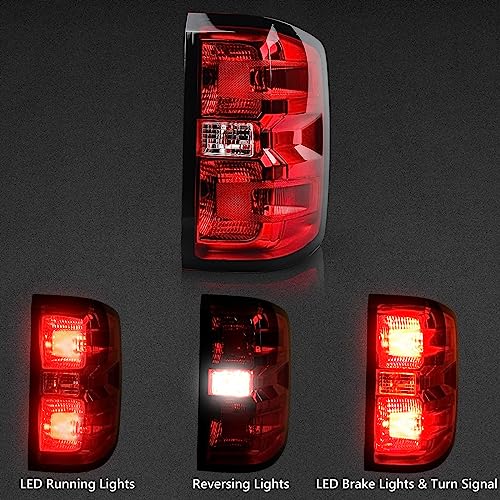 Huray Tail Lights Assembly For 2014-2018 Chevy Silverado Replacement Oe Style Rear Brake Lamp Driver Side And Passenger Side (Black Trim) #TOP1