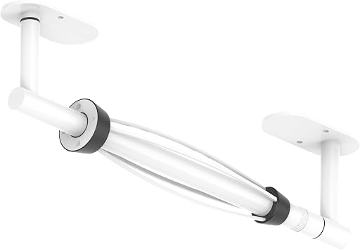 Paper Towel Holder Under Cabinet One Hand Operable, White | Round Base,Damping Effect, Drill Wall Mount or Adhesive,SUS304 Kitchen Paper Towel Holder with Dual-Column Anti-Drop Design