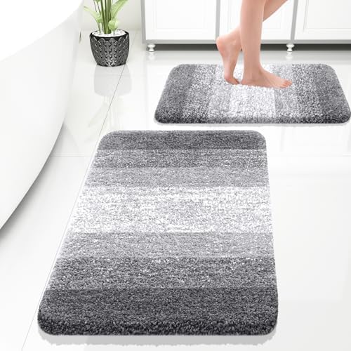 OLANLY Bathroom Rug Set 2 Piece, Soft Absorbent Microfiber Bath Mats And U-Shaped Contour Toilet Rug, Non-Slip, Machine Wash Dry, Plush Shaggy Bath Mats For Bathroom (24"x16" 24"x20", Red