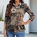 3/4 Length Sleeve Womens Tops Button V Neck Tunic Print T Shirts Business Work Outfits Classic Blouses Loose Tops（2-Light Brown,Large）