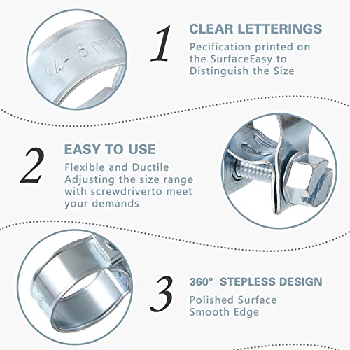 10-Pcs-Hose-Pipe-Clamps-Assortment-Kit-10-Sizes-7-18mm-Stainless-Steel-Mini-Injection-Adjustable-Tube-Fuel-Hose-Clips-for-Water-Pipe-Plumbing-Automotive-and-Mechanical-Application-14-16mm