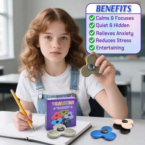 Fidget Spinner for Adults Teens Quiet Fidget Toys 3pcs Sensory Toys for Kids with Autism Fidgets for Classroom Office Desk Toys Stress Toys for Anxiety Relief Calming Down Gift for Girls Boys A - Image 4