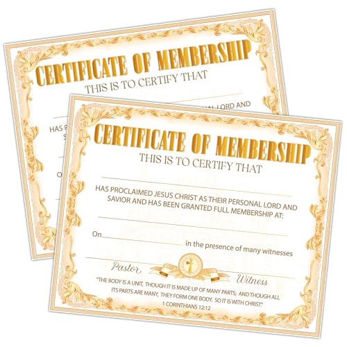 Church Membership Certificates for New Members, 25 Pcs Gold Foil Recognition Certificate, Certificates of Membership Gifts for New Church Members, Christian Religious Favors & Supplies -21