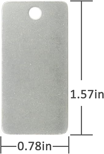 Miniatura 2 de StayMax Paquete de 50 etiquetas rectangulares de acero inoxidable con grabado en blanco con un agujero