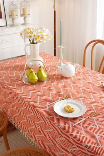 Nappe vagues orange KnSam en coton 140x250cm pour repas de famille convivial