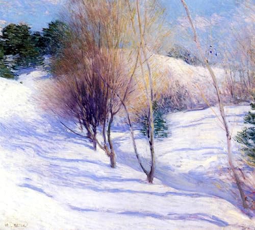 Impression toile haut de gamme L'hiver dans le New Hampshire de Willard Leroy Metcalf 60x90cm