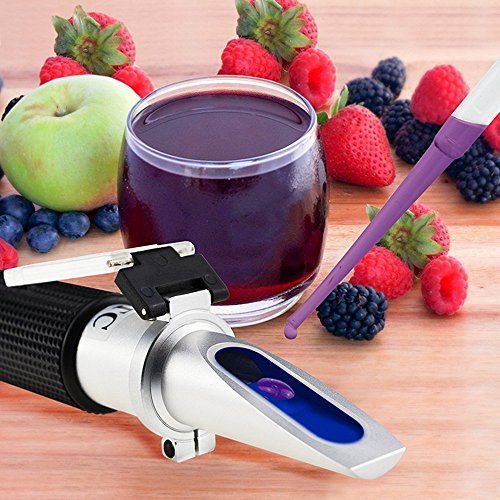 Zuckergehalt Refraktometer, Refraktometer 0-32 Brix Wein Refraktometer zur Messung des Zuckeranteils mit ATC Handrefraktometer für Winzer Wein Bier Obst Frucht usw