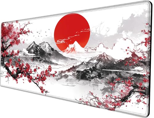 Image of 48x24 Mouse Pad Giant Cherry Blossom Desk Mat Large Mousepad Gaming Red Sakura Mouse Mat Huge Oversized Desk Pad XXXXL Computer Mat for Office Work Women