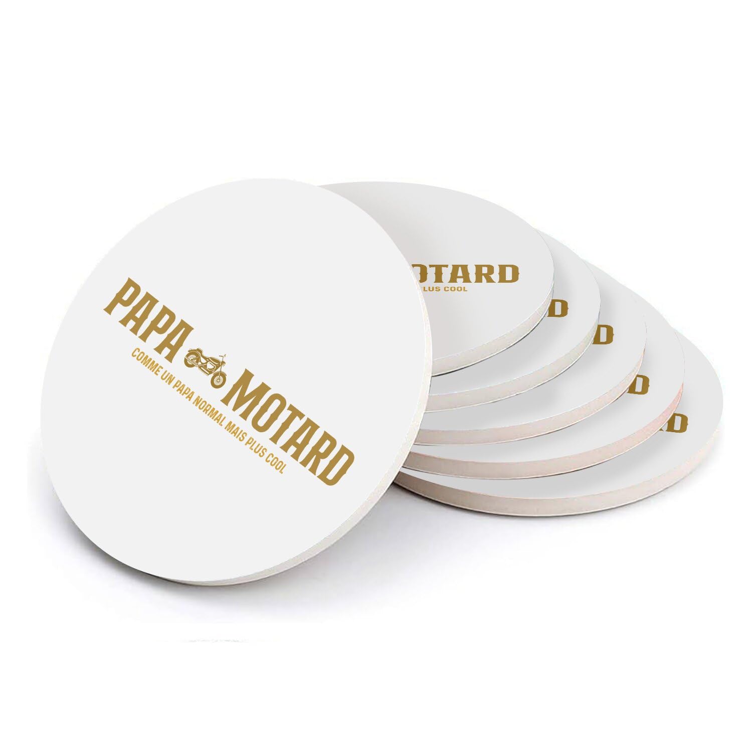 Sous-verre papa motard cafe racer céramique 108mm lot de 6 dessous de verre pour verre et tasse