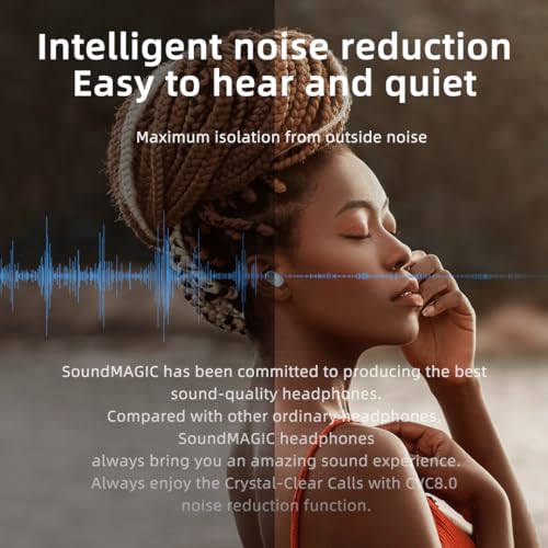 Image of Soundmagic T60BT True Wireless Headphones in Ear Bluetooth Earphones, Built-in Microphone HiFi Stereo Sports Earbuds Waterproof White