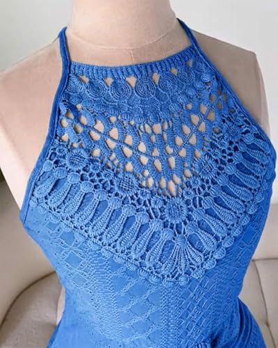 Image of CHICME Womens Summer Halter Dress Hollow Out A Line Vacation Dress