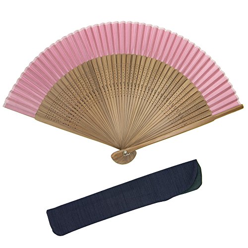 KYOETSU Japanese Sensu Folding Fan Brown Ribs Silk (Brown-2)