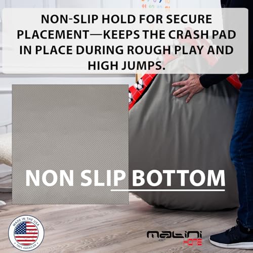Image of Matini Home Sensory Crash Pad - Non Slip Bottom, Soft Fabric Sensory Pads, Landing Mat for Jumping, Relaxing & Play - 48 inch x 48 inch, Red Soccer Ball