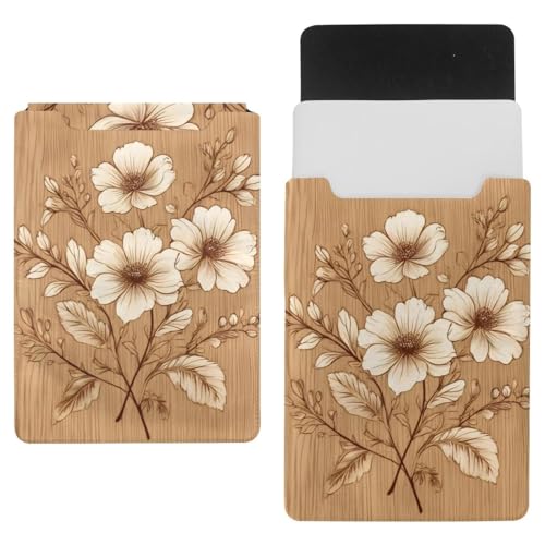 Funda para ordenador portátil de 35 x 25,9 cm evita arañazos con estampado flores vintage madera