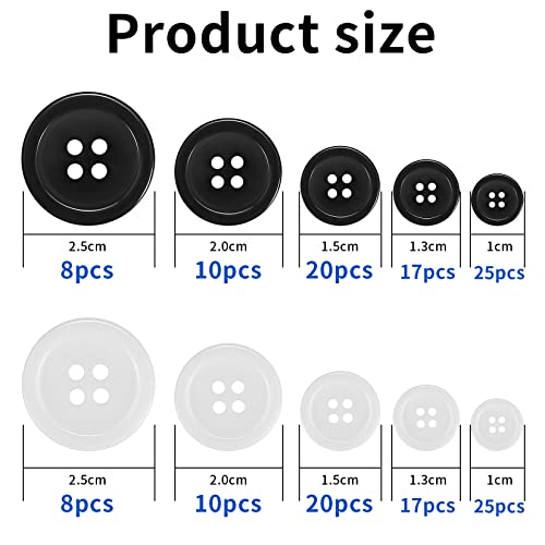 160 Pezzi Bottoni Bianchi Neri, Bottoni Camicia