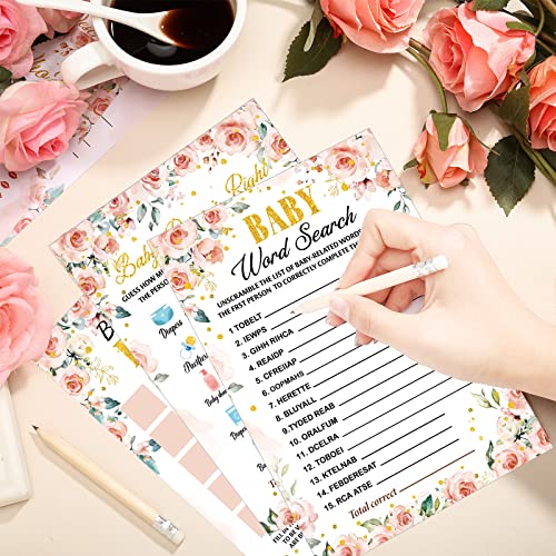 image for Yinder 145 Pcs Floral Baby Shower Games Girl or Boy Activities Cards B