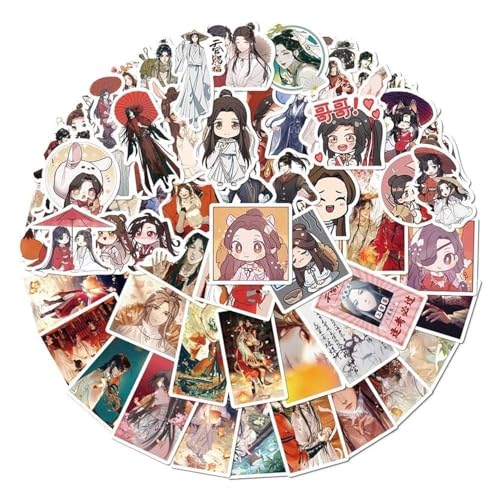 HUTOOLEE 65 PCS Heaven Official's Blessing Tian Guan Ci Fu Vinyl Waterproof Sticker for Laptop Water Bottle Water Bottle Suitcase Skateboard Refrigerator Guitar Bike