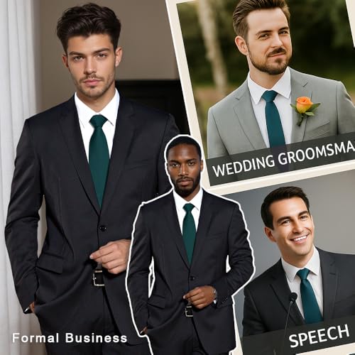 Image of Enlision Ties for Men Solid Color 3.35 inch Formal Business Necktie Classic Satin Mens Wedding Party Ties