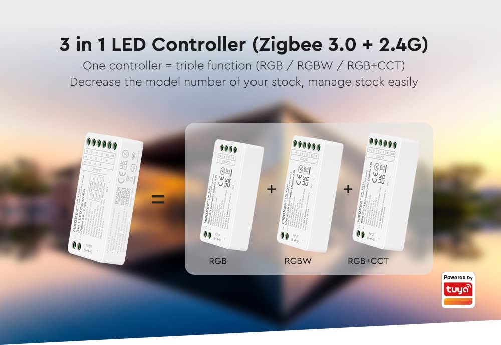 LIGHTEU®, Milight Miboxer Zigbee3.0 i 2.4GHz 3 w 1 (RGB, RGBW, RGBCCT) kontroler taśm LED 12V-24V kompatybilny z Zigbee Gateway, pilot 2.4Ghz, APP/sterowanie głosowe, FUT037+