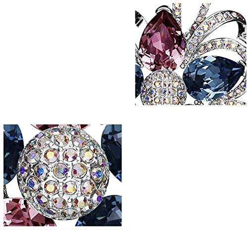 Broche de Cristal, Accesorios para Mujer, Chapado en Oro de 18 Quilates, joyería, Azul y Rojo, para niñas(Color:Blue Red)