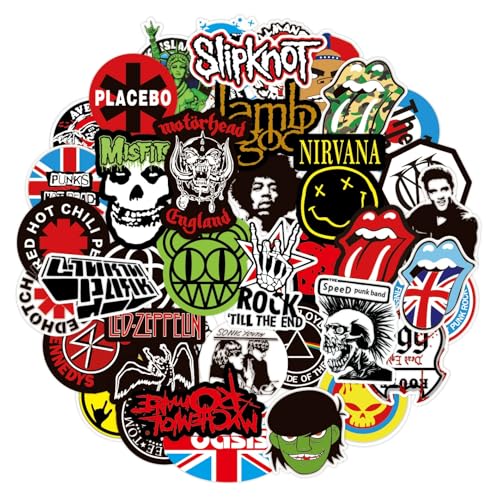 HhBdy Rock and Roll Music Stickers,200Pcs Laptop Stickers Waterproof Vinyl Decals for Water Bottle Laptop Guitar Luggage Skateboard Manga Gifts for Teens Girls Boys